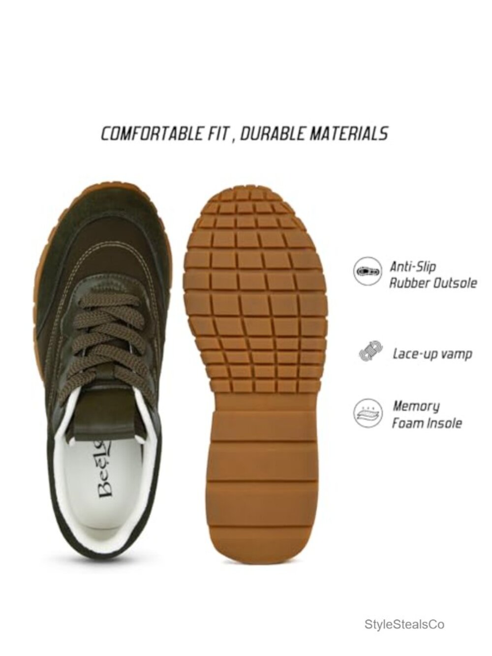 Women's Mary Jane Sneakers Low-Top Nylon Suede Memory Foam Non-Slip Lace-Up - Picture 5 of 6